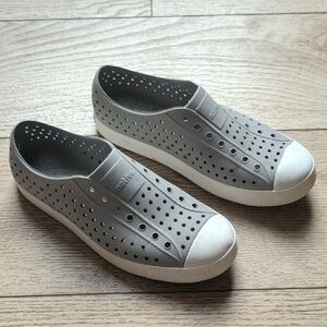 Native Perforated Slip-On Sneakers in Gray and White